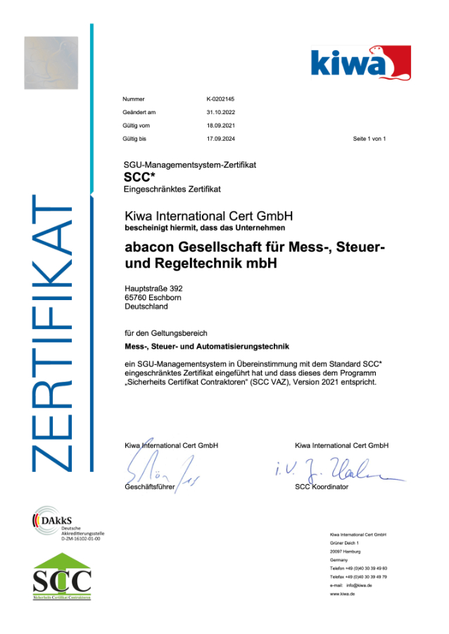 abacon group SCC Zertifizierung